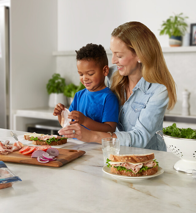 Family making lunch.