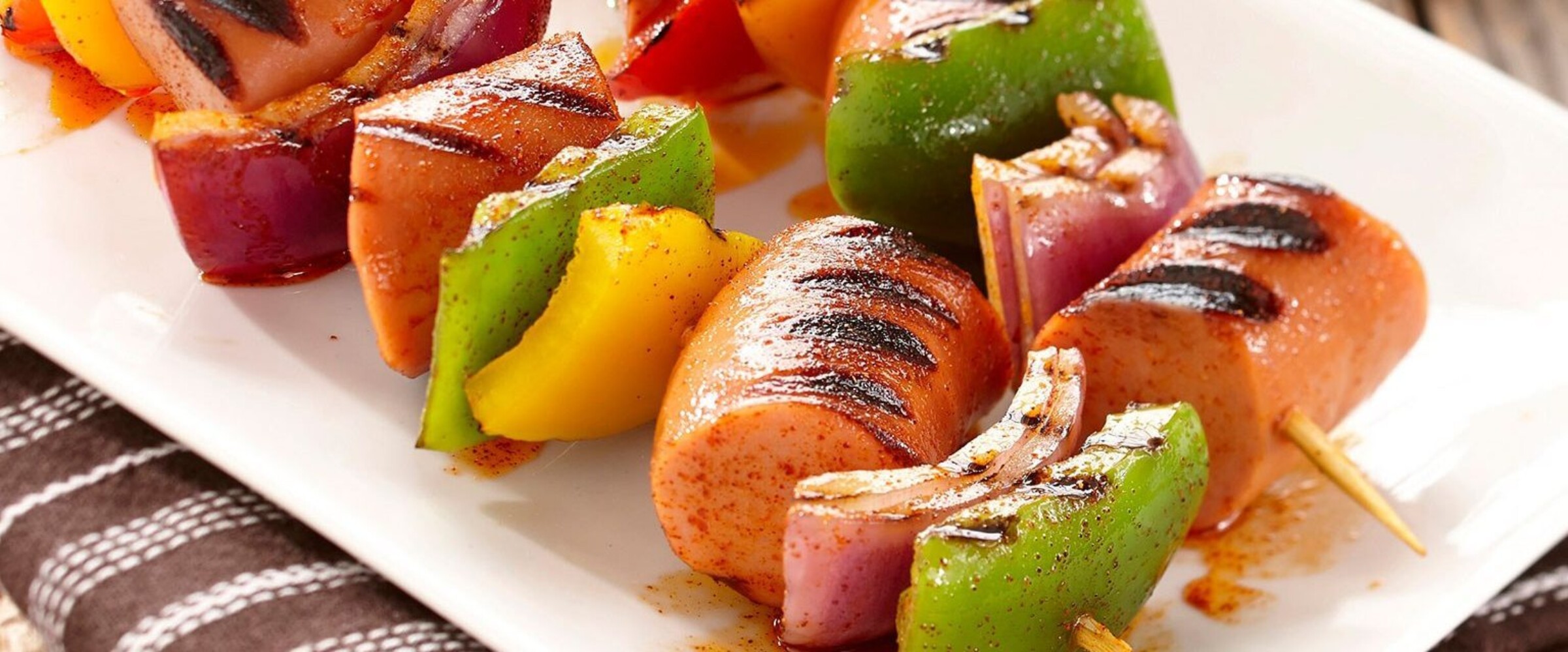 Smoked Sausage and vegetable kebobs