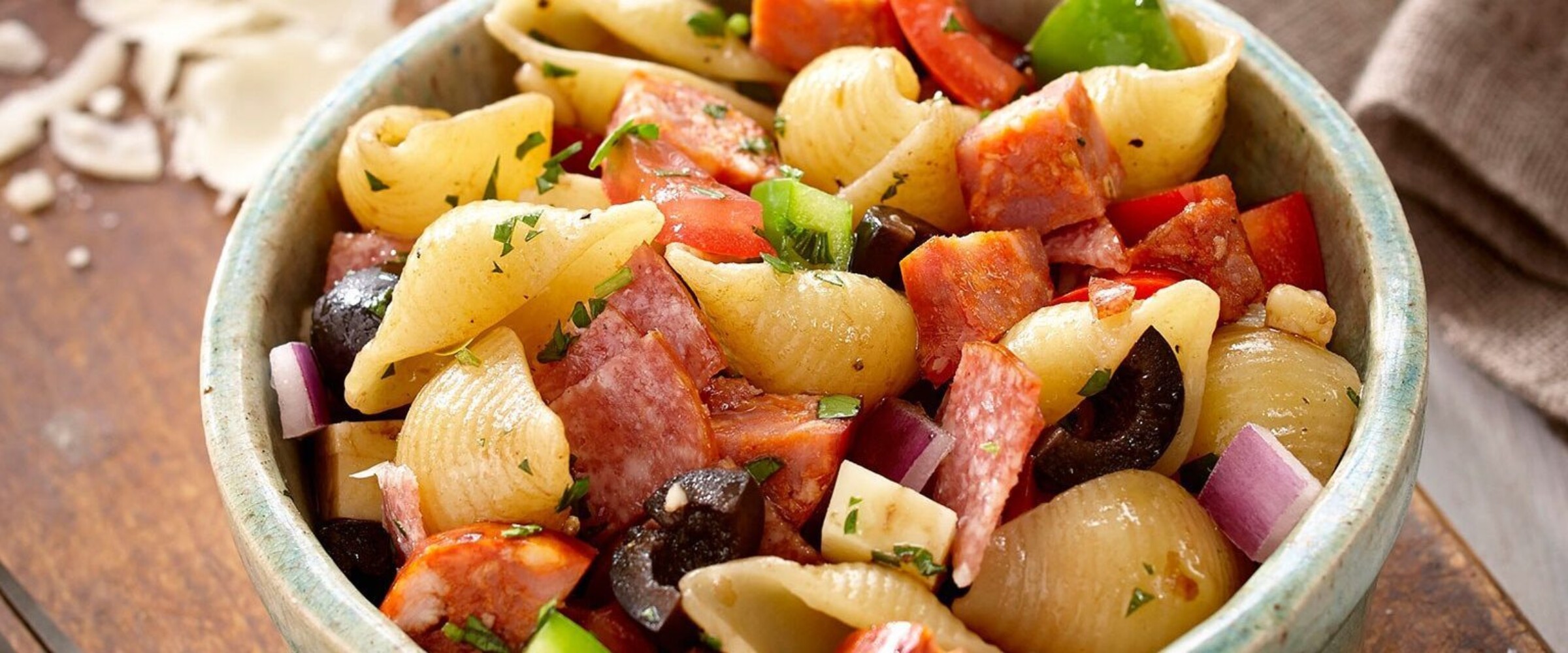 Antipasto salad with salami