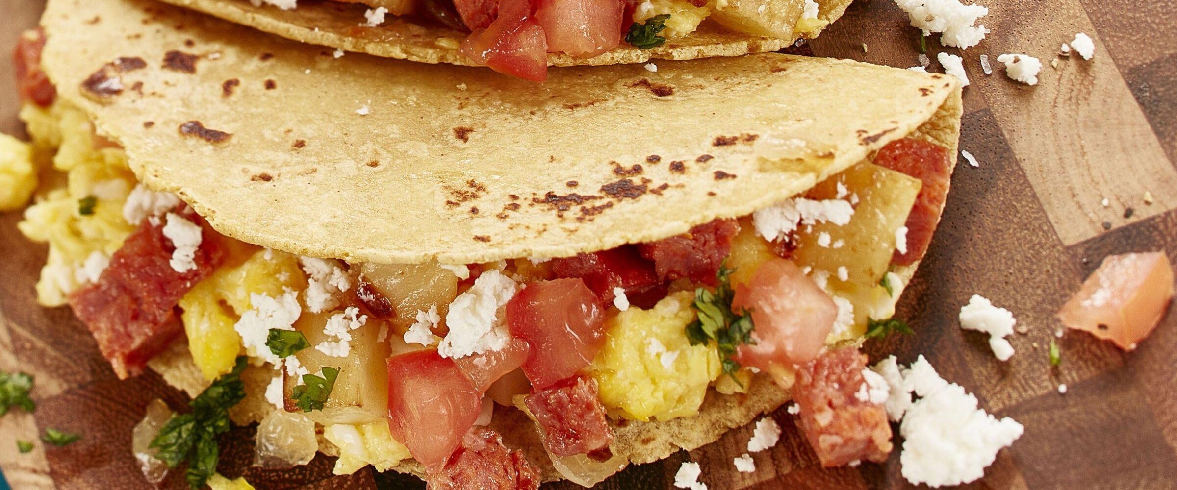 Chorizo and egg tacos