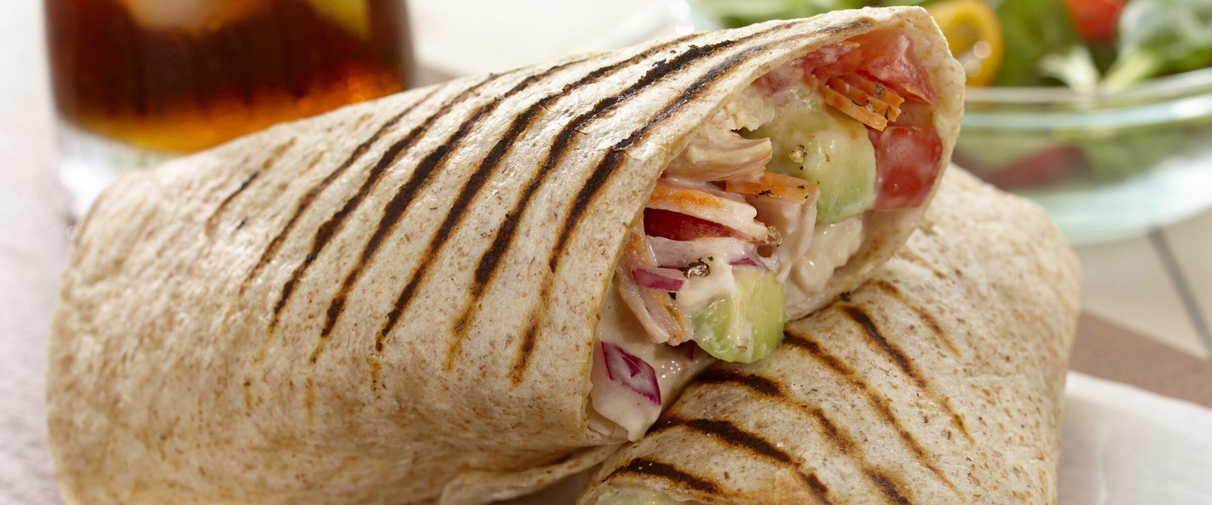 Ham and avocado in a wrap