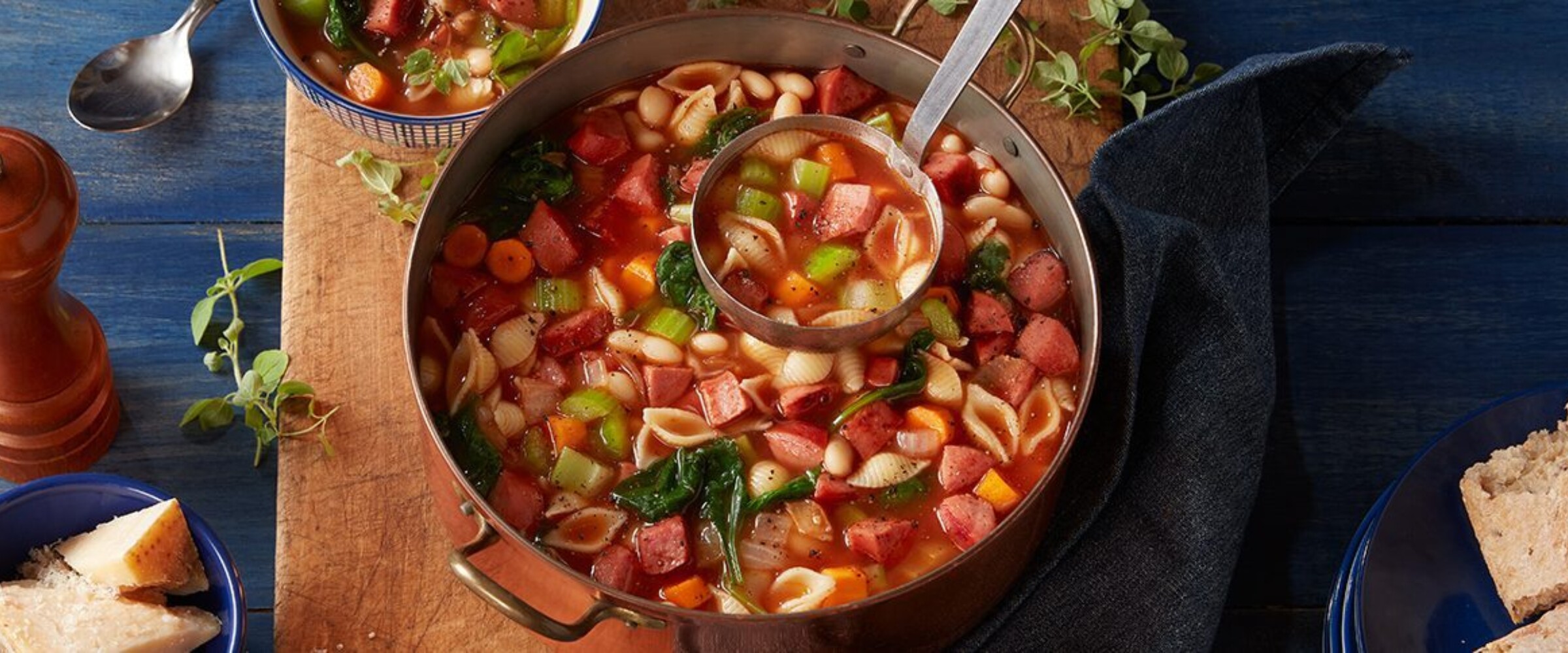 Pot of minestrone soup