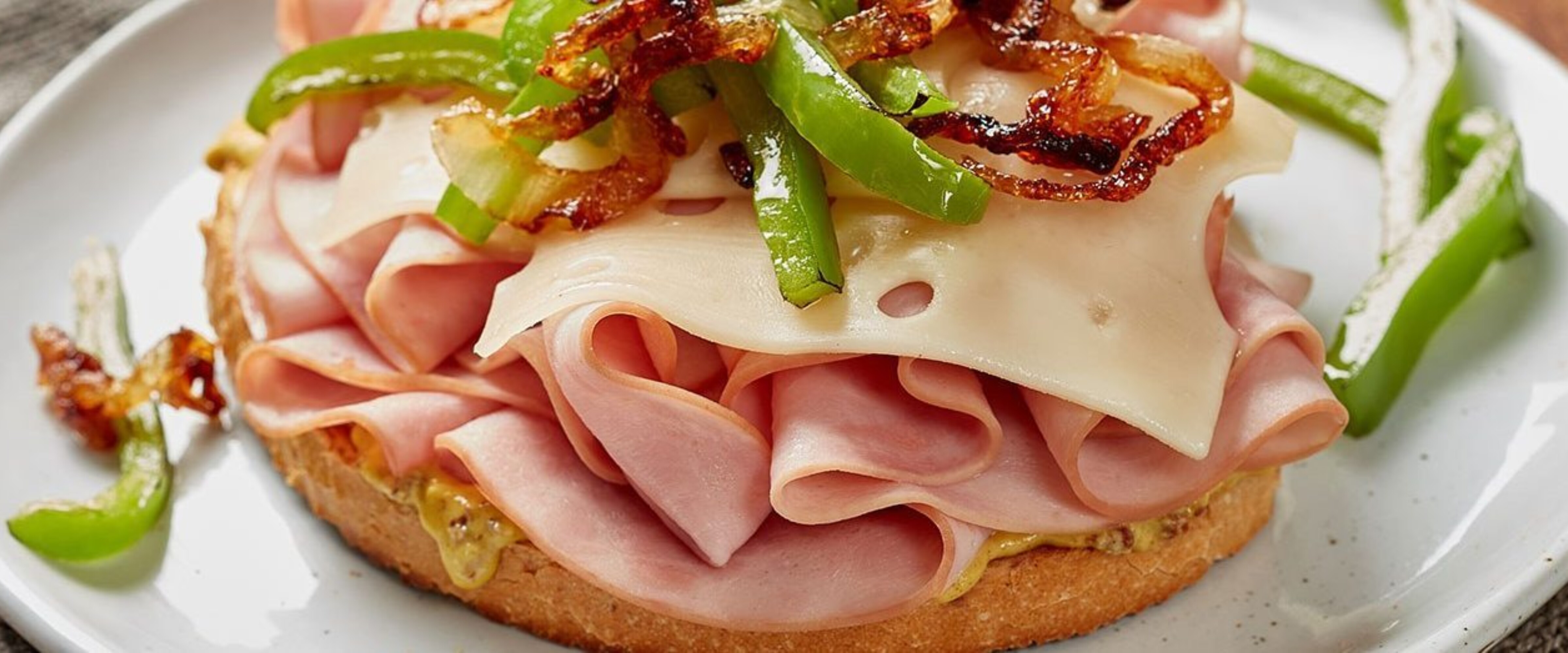 Openfaced Ham, Swiss and Dijon Sandwich Pillers