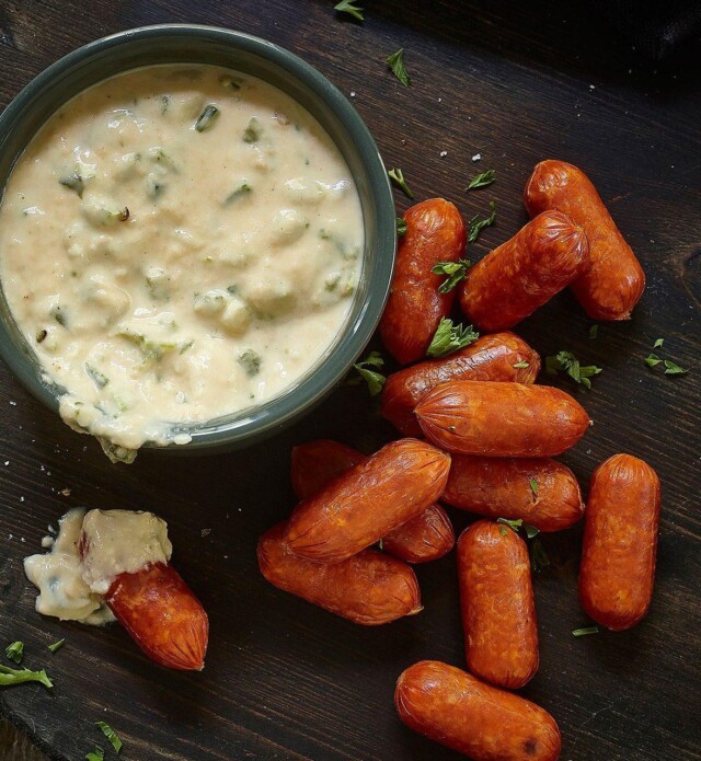 Poblana Queso dip and pepperoni