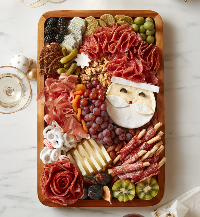 santa charcuterie on a board