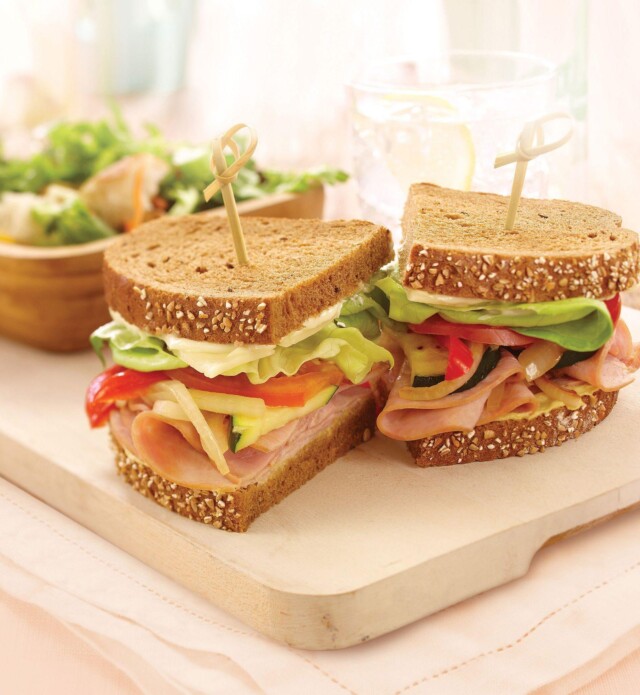 Black Forest Ham Sandwich on a cutting board