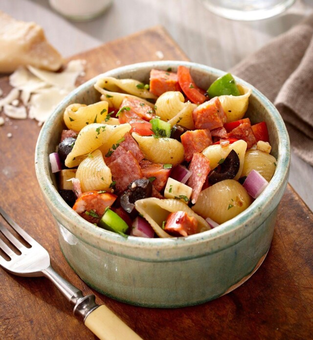 Antipasto salad with salami