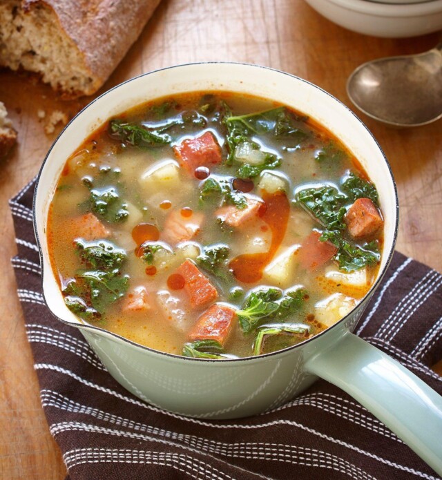 Portuguese chorizo and kale soup
