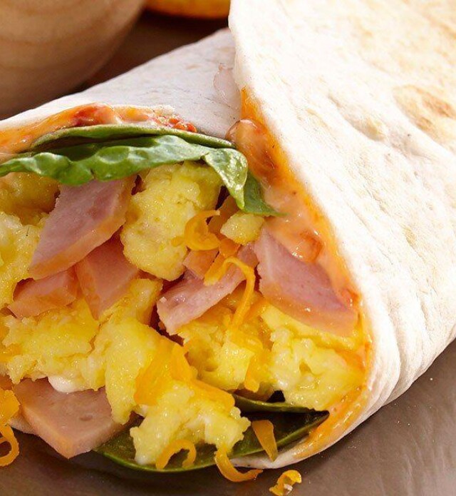 Eggs and ham in a wrap