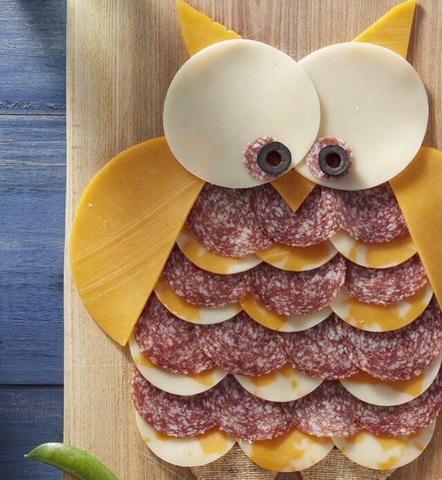 Charcuterie in the shape of an owl