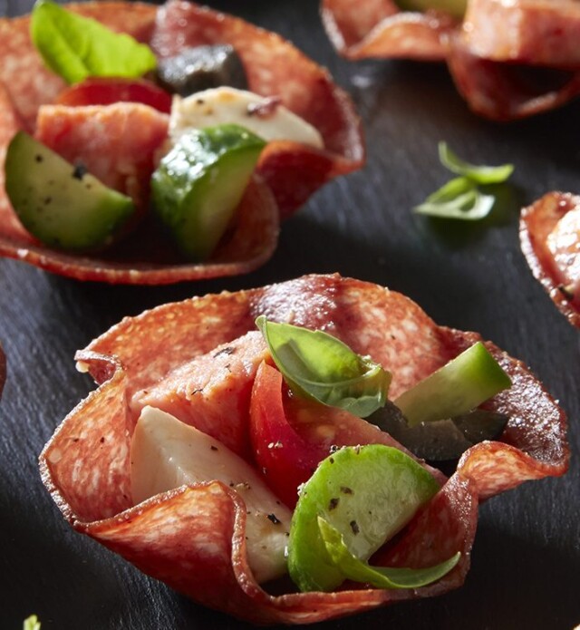 Picture of Salami Cups with cheese and vegetables