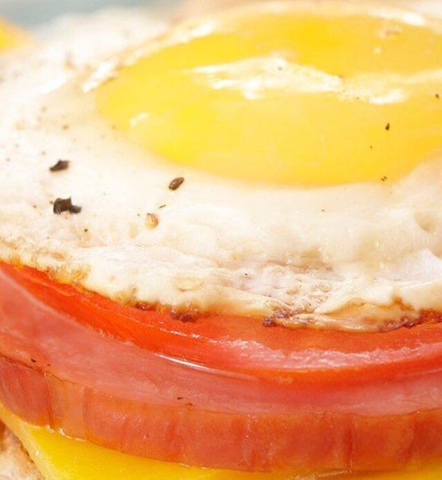 ham and egg on an English muffin