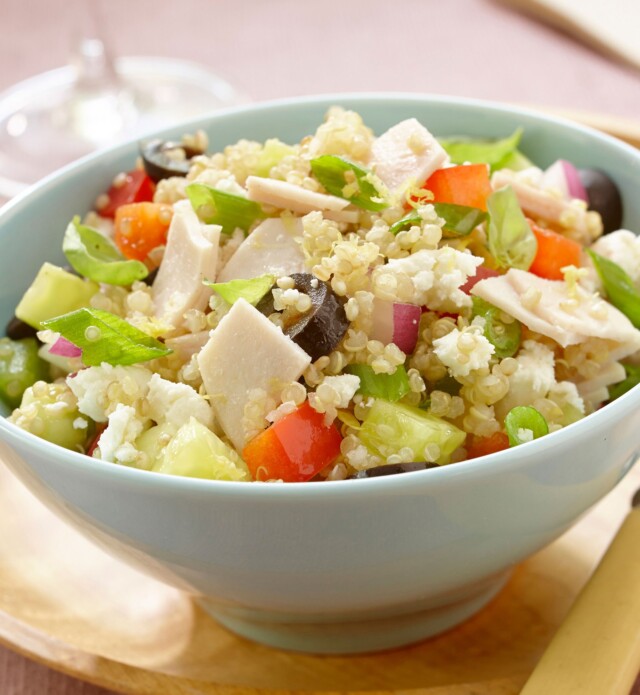 Turkey and quinoa salad in bowl