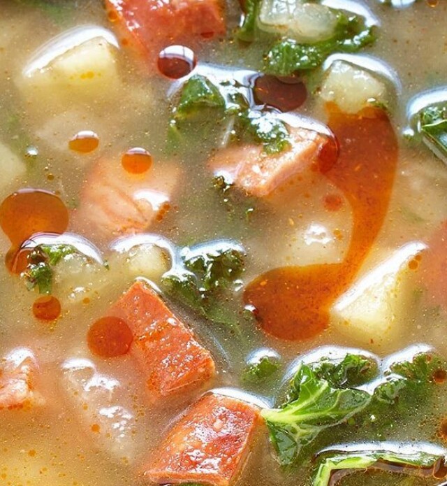 Portuguese chorizo and kale soup