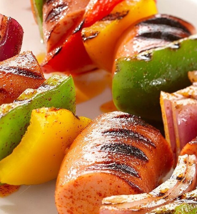 Sausage Kebobs with vegetables